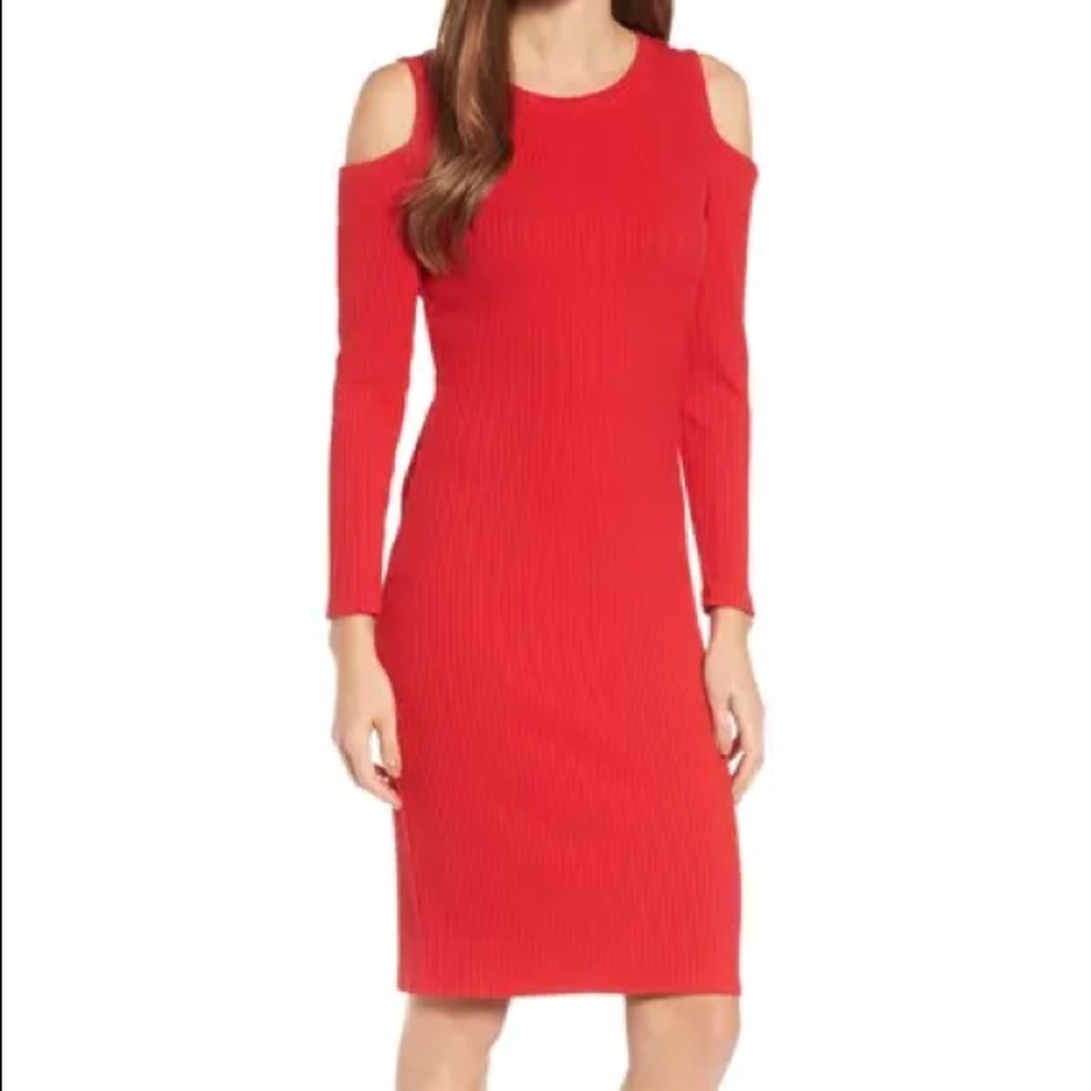 BRAND NEW MICHAEL KORS Red Ribbed Dress